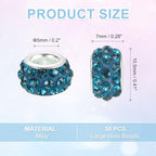 uxcell 50Pcs European Large Hole Beads, Rhinestone Craft Bead Crystal Charm Spacer Beads for Pens Bracelet Making Necklace DIY Craft, Blue - color: Blue