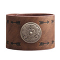 GelConnie Leather Cuff Bracelet Punk Braided Bracelets Rock Leather Wristbands Faux Mens Leather Bracelet Gothic Viking Bangle Adjustable Wrap Bracelet for Women,Men - color: Flower Brown Bracelet