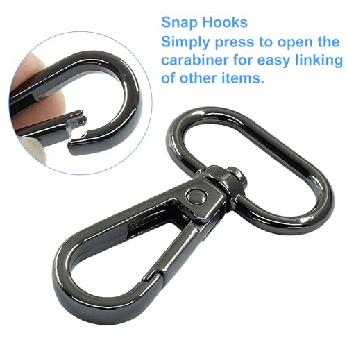 16 Pack Swivel Lobster Clasps, 1 Inch Black Lobster Claw Clasps for Keychains, Oval Ring Swivel Snap Hooks Metal Lobster Clips for Purse, Snap Tabs, Craft Making - color: Black