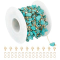 KYUNHOO 16.4 Feet/5M Gold Plated Chains for Jewelry Making Turquoise Blue Natural Stone Chain Spool Brass Necklace Jewelry Bulk for Bracelet Ankle Crafting Finding Supplies - color: Natural Stone-Blue