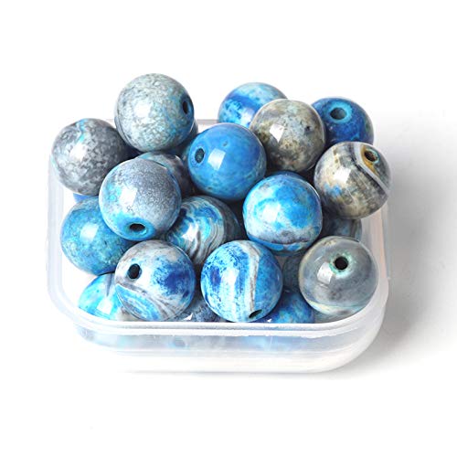 100Pcs Natural Stone 6mm Blue Stripe Agate Round Loose Gemstone Energy Healing Beads Hole Size 1mm DIY Smooth Beads for Bracelet Necklace Earrings Jewelry Making - color: Stripe Agate, size: 6mm