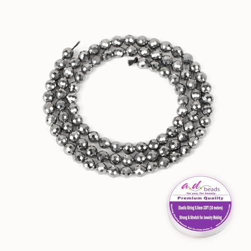 AD Beads Natural Gemstone Diamond-Cut Micro-Faceted Small-Size 4mm Small Round DIY Necklace Bracelet Jewelry Making Beads (Terahertz) - color: Terahertz