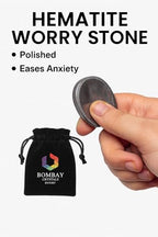 Hematite Worry Stone – Natural Polished Thumb Palm Stone for Grounding, Protection & Mental Strength – Pocket Fidget Crystal for Calm & Focus - color: Hematite