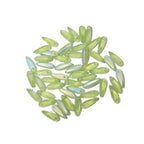 50 Czech Glass Beads Frosted Peridot Dagger with AB Finish, 3x11mm, Translucent, Kumihimo Bead,