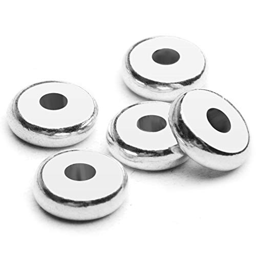 200pcs 8mm Flat Round Rondelle Spacer Beads Disc Spacers Loose Beads Jewelry Metal Spacers for DIY Bracelet Necklace Crafts, Silver - color: Silver