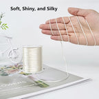 LUSTEMBER 330 Feet Satin Nylon String, 1 mm Silky Smooth Durable Nylon Cord for Jewelry Making, Bracelets, Beading, Necklaces, Macrame, Kumihimo, Rattail, and Chinese Knot Craft - size: Cream