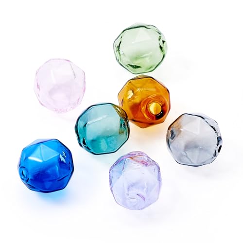 FASHEWELRY 7Pcs Transparent Round Hollow Glass Beads 13mm Crystal Glass Globe Fishing Beads 7 Colors Empty Wish Ball Bead for Wind Chimes Craft Necklace Jewelry Making - color: 7 Colors Round