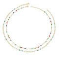 MTMY Beaded Necklaces for Women 14K Gold Plated Dainty Colorful Green/Rose Beaded Pearl Choker Necklace Delicate Boho Choker Necklace Jewelry Gift - style: Layer-mix color