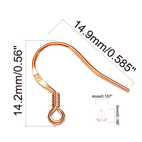 Rose Gold Earring Hooks, 240Pcs Earrings Making Kit with Hypoallergenic Ear Hooks, Jump Rings and Clear Rubber Earring Backs for DIY Jewelry Making - color: Small Rose Gold