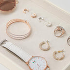 Stackable Jewelry Organizer Tray For Drawers,White Leather Small Earring Storage Tray,Bracelet And Necklace Display Box,Jewelry Ring Display Case (Creamy White Blank Trays) - style: Creamy White Blank Trays