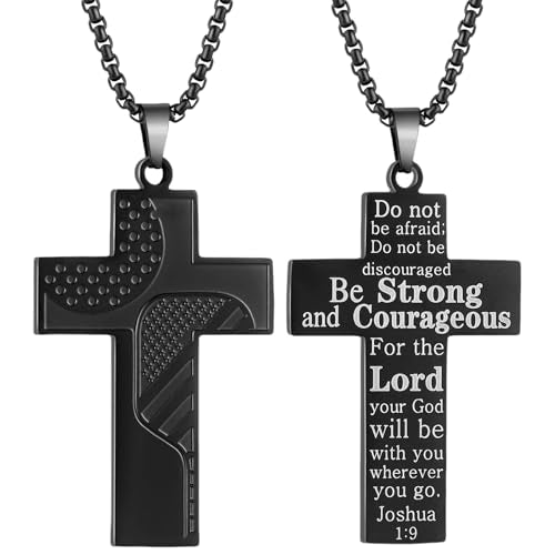 Sport Necklace for Men Pickleball Necklace Stainless Steel Cross Pendant Gifts for Men Pickleball Fans Bible Verse - style: 1:9