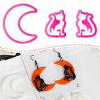 Xaekicr Halloween Moon and Cat Polymer Clay Cutters Set – 3Pcs Clay Earring Cutters for Halloween Earrings Making – Polymer Clay Molds and Tools for Jewelry DIY - color: G color