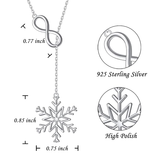 Long Necklace Sterling Silver Larait Bar Y Lariat Long Chain Drop Adjustable Necklace Gift for Her, 30" - style: Long Chain Snowflake Necklace