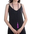 Adabele Premium 108 Mala Beads Malas Necklace - Natural Healing Gemstone Tibetan Buddhist Japa Prayer Meditation Reiki Chakra Stone Quartz Rock Women Men Jewelry - style: Amethyst
