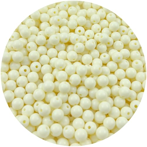 200Pieces 10MM Acrylic Round Beads Round Acrylic Balls Chunky Beads Smooth Spacer Plastic Pastel Beads Craft Beads for Necklace and Bracelet Making Crafting Supplies(177-cream White) - color: 177-cream white, size: 10MM
