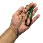 Simple Designed Natural Stone Worry Beads (8mm -33 Beads) - Prayer Beads Tesbih-Tasbih-Tasbeeh-Misbaha-Subha-Sebha-Sibha-Rosary (Green Jade Stone Tesbih -8 mm, 33 Beads-) - color: Green Jade Stone Tesbih -8 mm, 33 Beads-