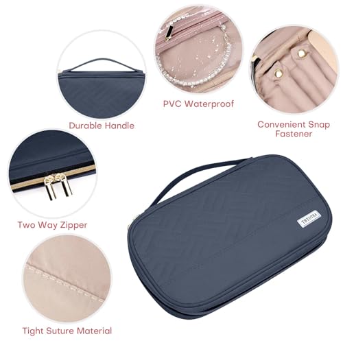Jewelry Travel Case Organizer for Necklaces, Earrings, Rings, Bracelet, Watch, Soft Sided, Blue - color: Greyblue