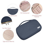 Jewelry Travel Case Organizer for Necklaces, Earrings, Rings, Bracelet, Watch, Soft Sided, Blue - color: Greyblue