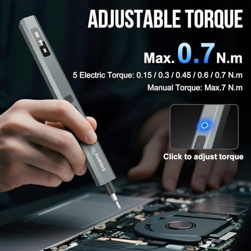 STREBITO 144-Piece Upgraded Electric Screwdriver, Max 0.7 N.m, 120 Magnetic Bits, 5-gear Torque Adjustment, Precision Screwdriver Set, Repair Tool Kit for Tech, Electronics and PC - color: Upgraded-blue