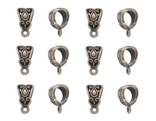 ALIMITOPIA 100pcs Alloy Beads Bails Connector for DIY Necklace Bracelet Jewelry Charm Pendant Hanging Adapter(Antique Bronze) - color: Bronze