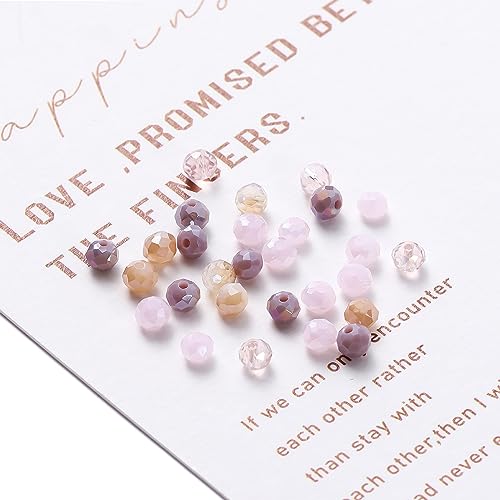 St.Kunkka Crystal Glass Beads for Jewelry Making, 1000pcs 4mm Small Briolette Faceted Rondelle Crystal Beads Austria Loose Spacer Beads for DIY Women Bracelet Necklace (Pink and Purple) - color: Pink and Purple