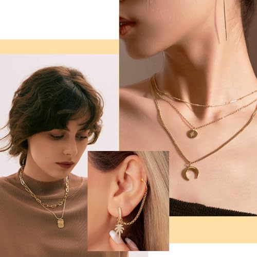 18k Gold Necklace Chains for Jewelry Making, 39.3 Feet 6 Rolls Bracelet Chains for DIY,6.5Feet Each Style, Gold Chain with Jump Rings/Lobster Clasps/Connectors - color: 18k Gold-39.3 Feet 6 Rolls