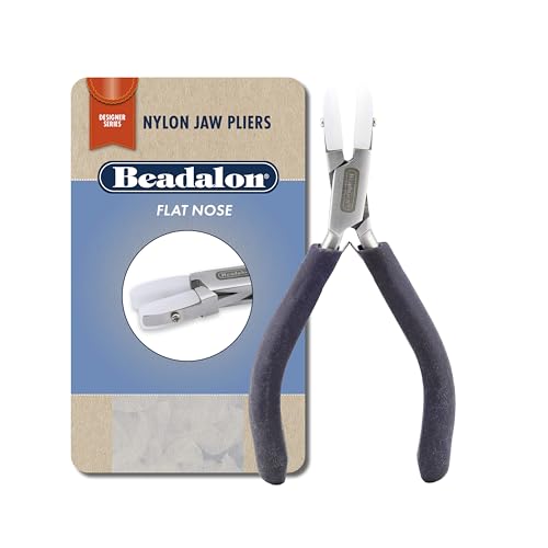 Beadalon Designer Series Nylon Jaw Pliers, Flat Nose, Dark Blue Vinyl-Free Grips, Stainless Steel, 5.25 in - color: Dark Blue, style: Flat Nose