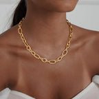 Gold Necklace for Women - Chunky 14K Gold Plated Chain Necklace Cuban Link Paperclip Chain Herringbone Statement Choker Necklace for Women Simple Trendy Jewelry Gifts - style: 10mm-paperclip chain-gd-2