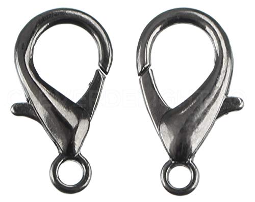 CleverDelights 21x12mm Lobster Clasps - 50 Pack (Gunmetal) - color: Gunmetal