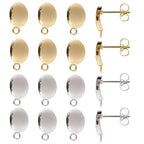SUNNYCLUE 1 Box 40Pcs Post Earring Findings Earring Post with Loop Stainless Steel Earring Studs Oval Earring Posts Silver Gold Ear Stud DIY Earrings Findings for Jewelry Making Accessories Craft - color: 20pairs Stainless Steel Earring Studs With Loops