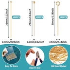 Craftdady 300Pcs 18K Gold Brass Eye Pins Flat & Ball Head Pins 30mm Golden Jewelry Pins Set Small Open Eye Metal Pins Needles for Crafts DIY Earring Pendants Jewelry Making Findings - color: 18K Gold, Mixed Pins