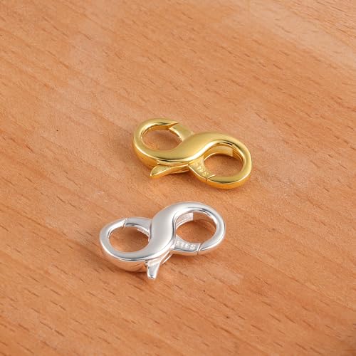 Double Opening Lobster Clasps, Solid 925 Sterling Silver Clasp and Closures, Necklace Bracelet Extender for DIY Jewelry Finding Supplies (18 X 9mm) - color: Silver 1PCS, size: 9*18mm