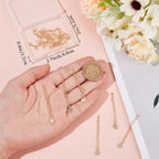 Beebeecraft 1 Box 20Pcs Bracelet Extender Chains Jewelry End Chain Real 18K Gold Plated Brass Craft Flower Charm 5.6cm Cable Chain for Jewelry Making Necklaces Bracelets Supplies DIY Crafts - color: Gold-stripe Flower