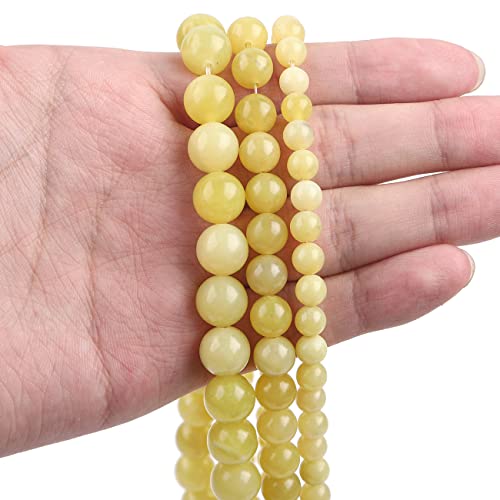 BEADIA Natural Lemon Jade Stone Round Loose Semi Gemstone Beads for Jewelry Making 10MM 38PCS - color: Lemon Jade, size: 10mm
