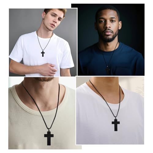 Sport Necklace for Men Pickleball Necklace Stainless Steel Cross Pendant Gifts for Men Pickleball Fans Bible Verse - style: 4:13