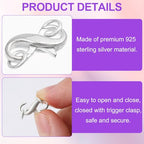 Pndeyo 925 Sterling Silver Lobster Claw Clasps, Double Opening Necklace Enhancer Shortener, Hypoallergenic Spring Rings Clasp Connector Carabiner for Bracelet Anklet Jewelry Making - color: Silver-1pc-0.59"×0.31"-with rings