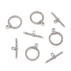 Pandahall 10 Sets Antique Silver Tibetan Alloy Toggle Clasps Round Bracelet Jewelry Clasp Connectors for Necklace Bracelet Jewelry Making