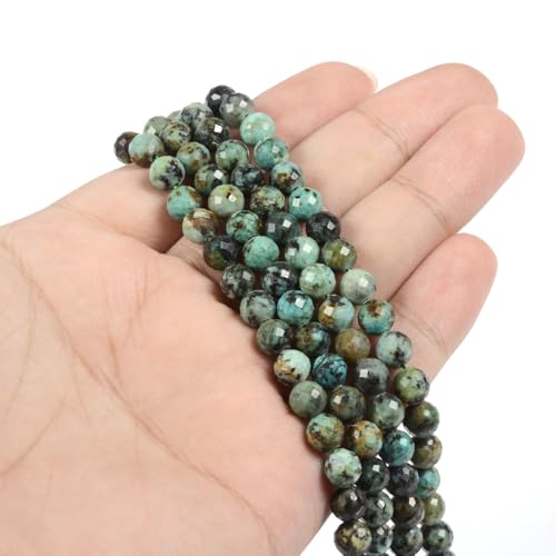6mm African Turquoise Faceted Gemstone Round Loose Beads Strand 15.5-16" DIY Jewelry Making - color: African Turquoise