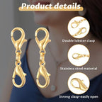 10 Pcs Double Lobster Clasp Necklace Chain Extenders Bracelet Clasp Connector Gold Lobster Claw Clasps Double Opening Jewelry Clasps for DIY Jewelry Making - color: Gold