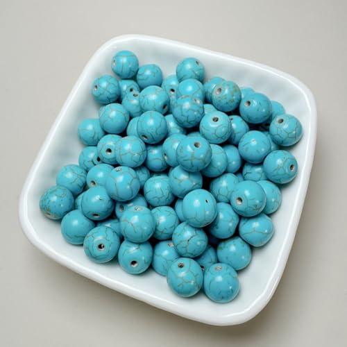 Turquoise Beads Bulk 10mm - 280pcs Natural Semi-Precious Gemstone Round Space Loose Beads for Jewelry Making, Bracelets, Necklaces, Earring, DIY Handmade Crafts, Healing Stone Gifts - color: Turquoise Round 10mm