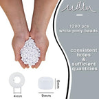 MIIIM 1200PCS 6x9mm Pony Beads Bulk, White Pony Beads for Bracelets Making Kit, Kandi, Hair Braids Crafts for Jewelry Making (White) - color: Z1-White