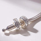 925 Sterling Silver Spacer Charm Bead with Clear CZ for Pandora Charms Bracelets - color: 2pcs Clear