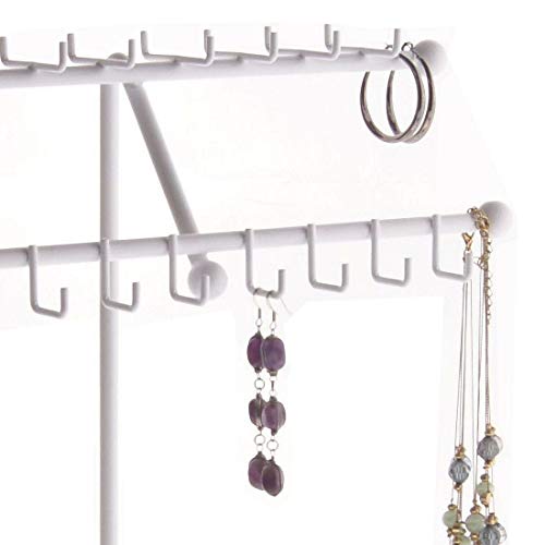 Angelynn's Sturdy Extra Long Necklace Holder Organizer Tall Tabletop Pendant Display Stand, Freestanding Large Capacity Jewelry Tree, Sharisa White 11 3/4" Wide x 16 1/2" Tall - color: White, size: Sharisa