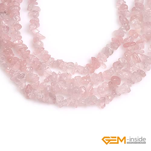 GEM-Inside Rose Quartz Chips 7-8MM Gemstone 34" for Bracelet Necklace Earrings Jewelry Making Crafts Design Wholesale Loose Beads - color: Rose Quartz