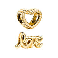 Mothers Day Birthday Number Love Family Friendship Graduation Auntie Grandma Dad Mom Charms for Pandora Bracelets Necklaces, Gifts Women, for Anniversary Valentines Christmas - style: Love and Heart Charm 14K Gold Plated