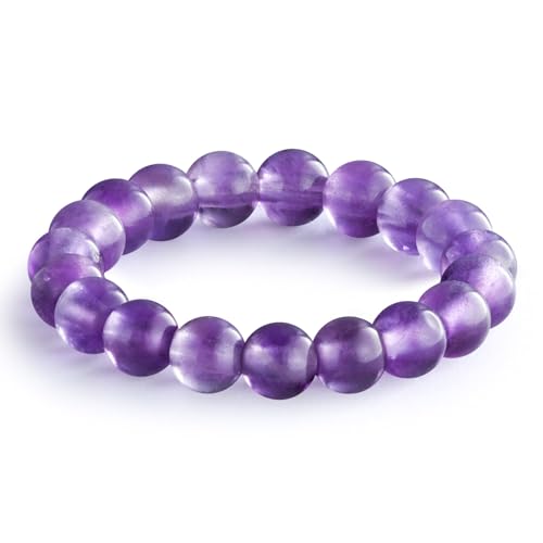 NLIEO Natural Gemstone Stretch Beaded Rings for Women Stackable Dainty Elastic Crystal Rings Jewelry - style: Amethyst