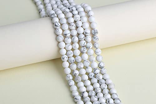 LAIDANLA White Howlite 8mm Natural Stone Beads Round Loose Gemstone Stone Beads for DIY Bracelet Necklace Earrings Jewelry Making Polishing Genuine Real Beading 96PCS 2 Strand 32" - color: F-White Howlite, size: 8mm
