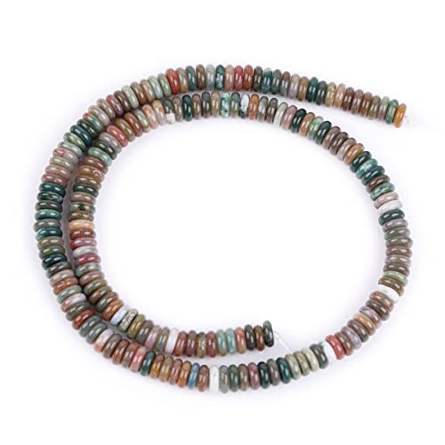 JOE FOREMAN 2x6mm Natural Green India Agate Stone Semi-Gemstone Heishi Disc Rondelle Spacer Beads for Jewelry Making Full 15" Strand Energy Stone Healing Power Crystal - color: Green India Agate