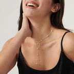 Pearl Necklace for Women- 14K Gold-plated/White Gold-plated Dainty Pearl Necklace for Women - color: Gold Y chain