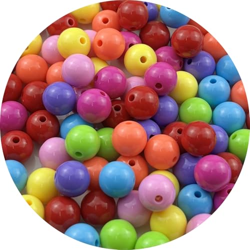 100pcs Acrylic Round Beads for Crafts 12mm Resin Candy Color Spacer Beads with Hole for Jewelry Making Sewing Crafts Decoration Necklaces Bracelets Earrings Supplies(Dark Mix Colors) - color: Dark Mix Colors, size: 12mm